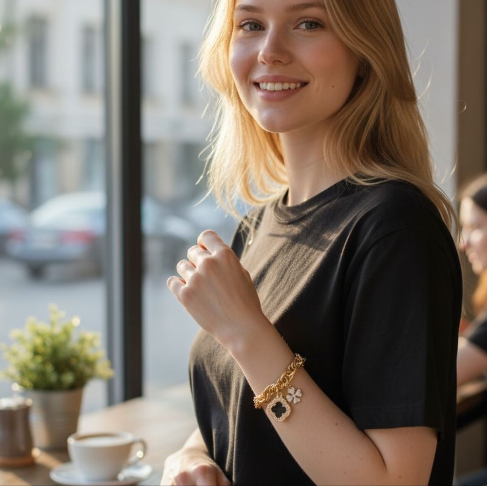 Clover Dangle Bracelet| Available In Gold Or Silver